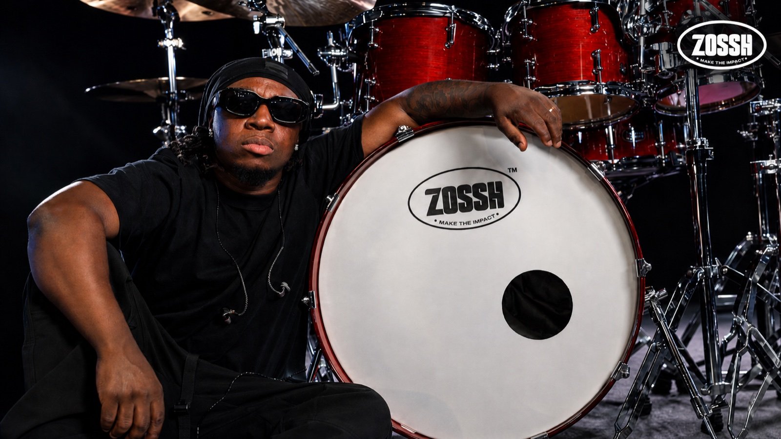 George performing on a ZOSSH drum kit