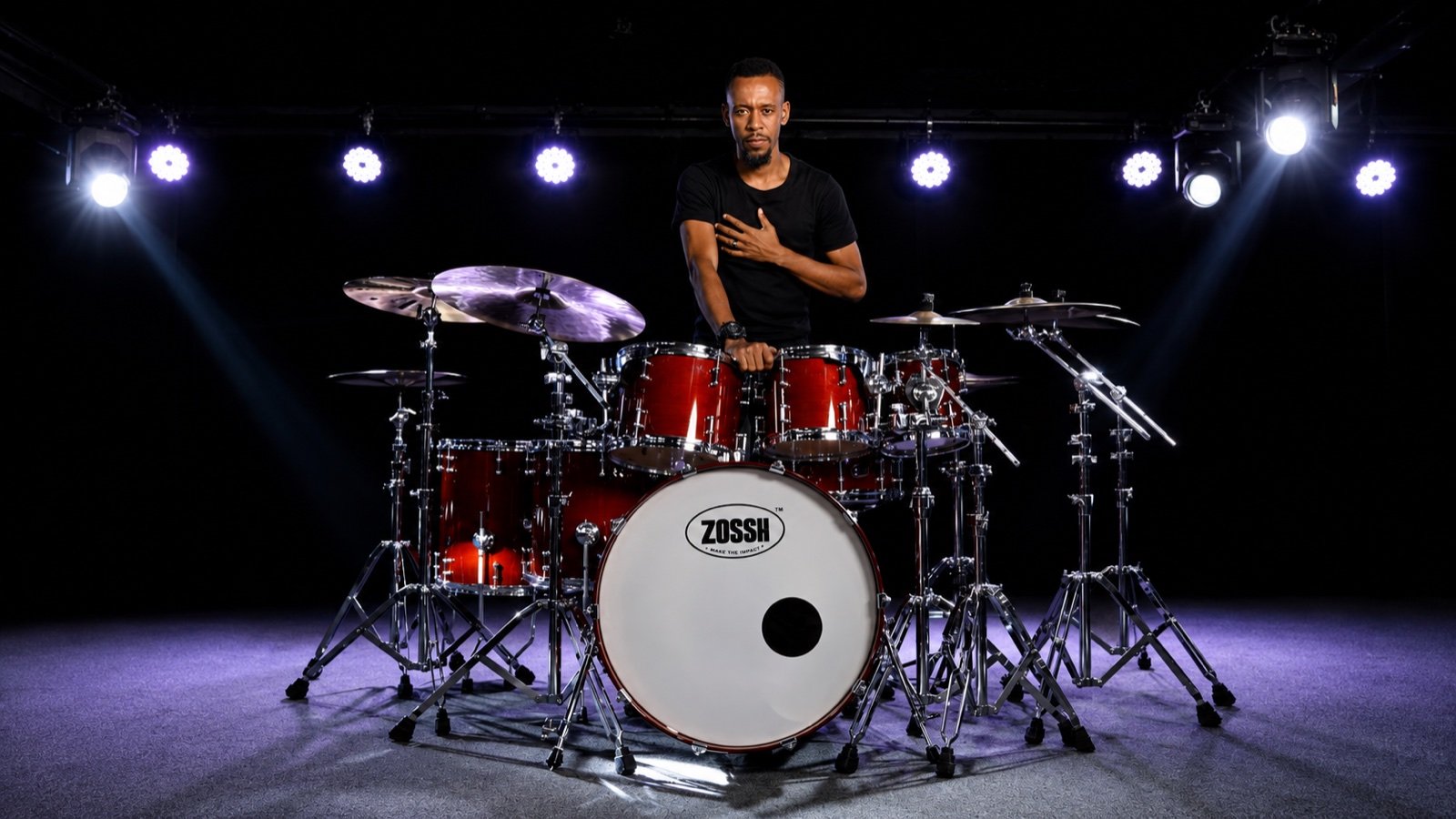 Jay Mera Josh performing on a ZOSSH drum kit